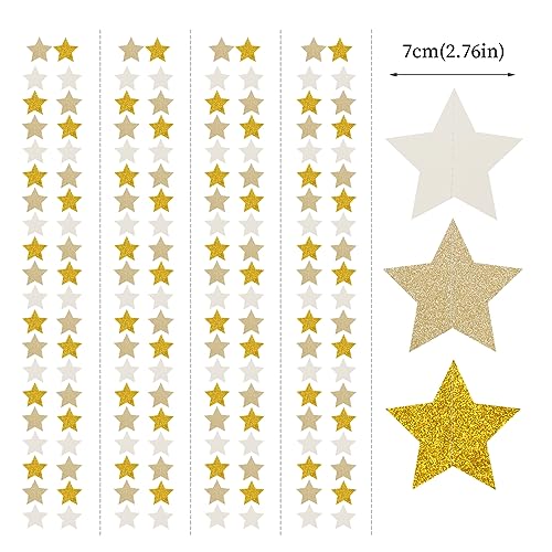Image of White-Gold Champagne Party-Decorations Bachelorette-Christmas Garland - 62ft Twinkle Little Star Hanging Streamers Banner, Wedding Birthday Baby Bridal Shower Engagement Decor Hugtmr
