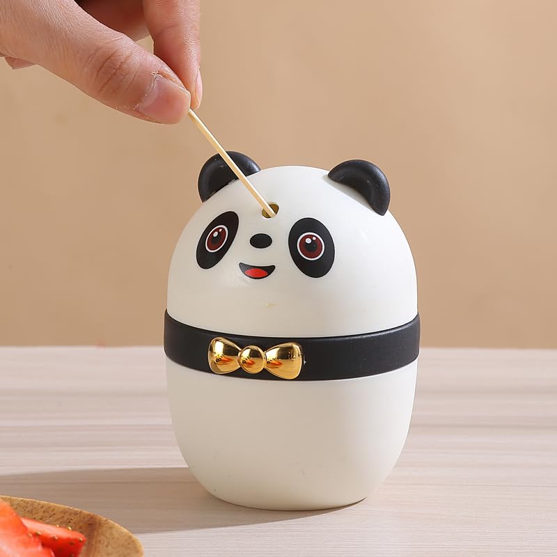 Distributeur Automatique De Cure-dents En Forme De Panda - Porte-cure-dents à Pression, Capacité Importante, En PP - Pour Cuisine, Restaurant, Table - 2