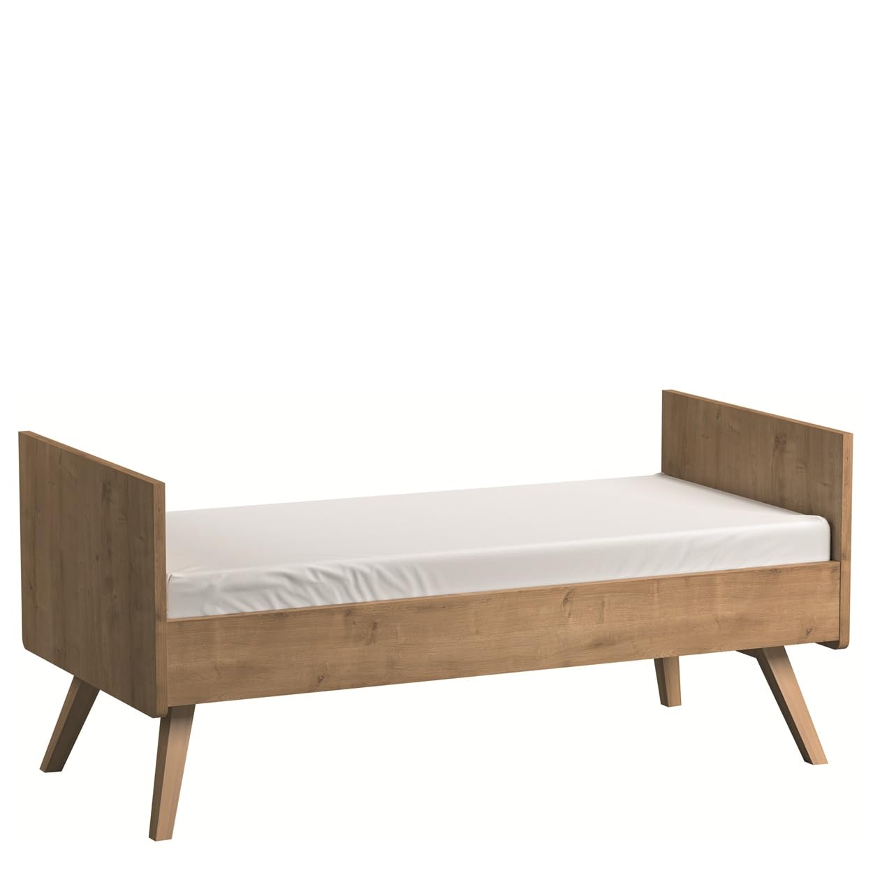 QMM Babyzimmer Kinderzimmer Vienna komplett Set B Kleiderschrank 3-türig Kommode Wickelaufsatz Bett (Eiche)