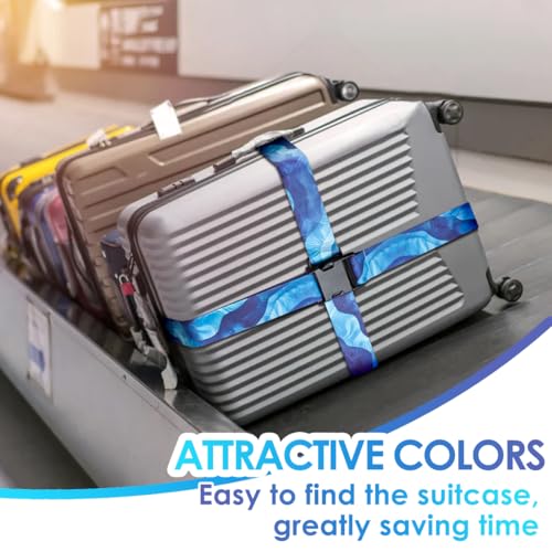Image of Gutsdoor Luggage Straps for Suitcases Adjustable Travel Belt, Connector Holds Suitcase Bright Colorful Identifiers Travel Bag Accessories (Sky Blue)