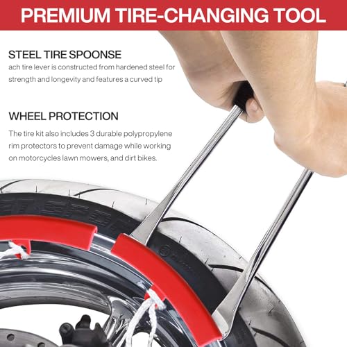 BBLTIFF 28pcs Reifenheber, Reifen Hebel Werkzeug Löffel, Werkzeuge zur Montage/Demontage von Reifen Mit 3 Rad Felge Protektoren Tool kit, Lever Iron Reifenwechselset für Motorrad Fahrrad Reifen