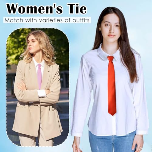 Image of Luckyvestir Womens Tie, Pre Tied Black /Red Ties for Women Adjustable Zipper Womens Necktie