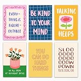 6pcs Mental Health Canvas Wall Art, Everything Is Figureoutable Poster, You Can Do Hard Things Positive Affirmations Print, Slow Down You're Doing Fine Art for Counseling Office 8x12in Unframed