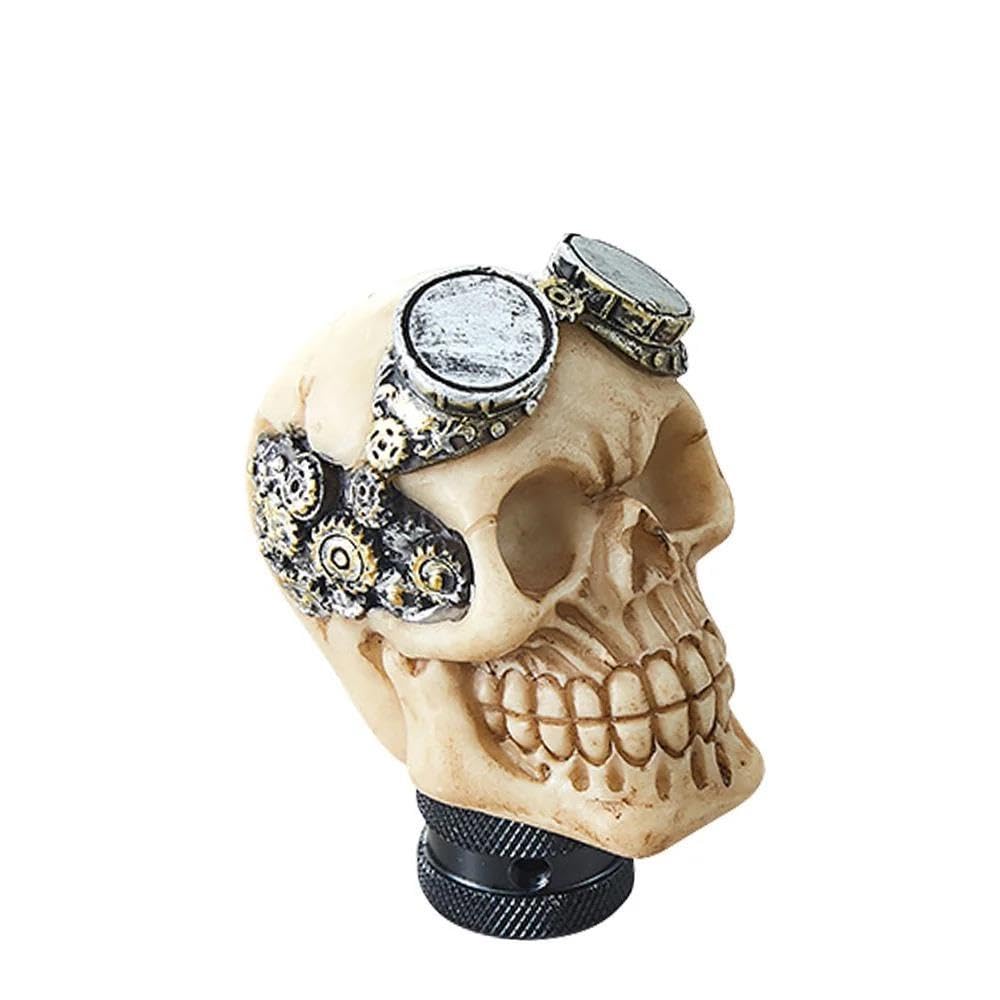 HYASDBWE Modification Car Gear Shift Knobs Skull Head Gear Manual Transmission Gear Shift Knob Shifter Lever Gear Shifter Parts(Beige)
