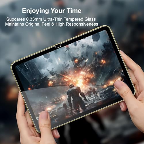 Image of SupCares Tempered Glass for iPad 10th Generation (10.9 Inch) and iPad 11th Generation (11 Inch) With Installation Kit | Military-Grade Gorilla Screen Protector | Edge to Edge Coverage | Transparent