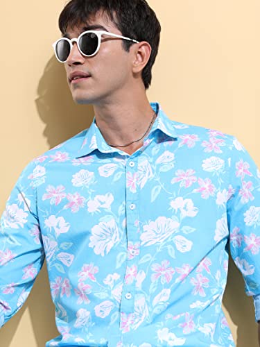 Image of Ketch Men Cotton Slim Fit Printed Full Sleeve Shirt