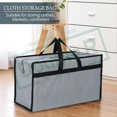 Image of Shibui Heavy Duty Extra Large Storage Bag, Moving Bag Tote, Blanket Clothes Organizer, Comforter, Bedroom closet, Room Essentials (Grey Canvas) (Pack of 2, Black)