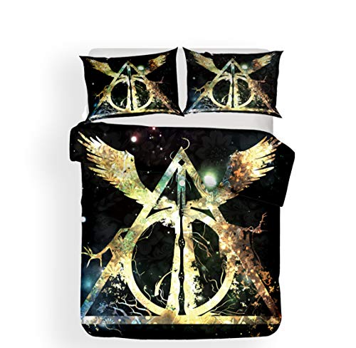 ZZALL Harry Potter - Juego de funda nórdica y funda de almohada (3 piezas, incluye 1 funda de edredón y 2 fundas de almohada), microfibra, Harry Potter #09, 220 x 240 cm