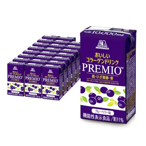 森永製菓 おいしいコラーゲンドリンク プレミオ 125ml 24本 ブルーベリー味 機能性表示食品 コラーゲンペプチド グルコシルセラミド (プレミオ, 24)