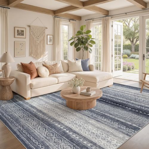 Nakagishi Neutral 5x7 Area Rugs for Living Room Washable Rugs, Denim Blue by Nakagishi - Used condition - Image 2