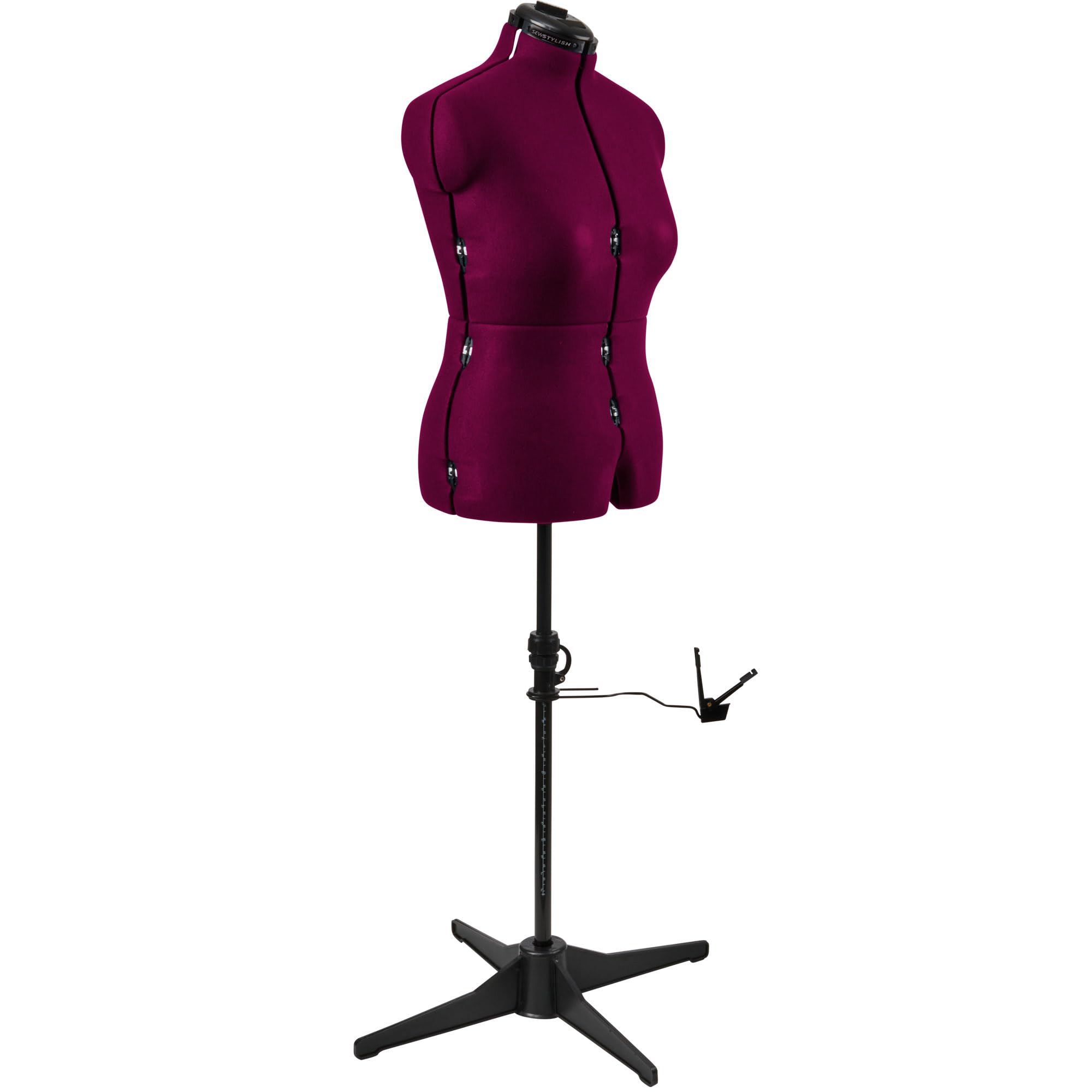 Sewing Online Adjustable Dressmakers Dummy, in Wine Fabric with Hem Marker, Dress Form Sizes 16 to 22 - Pin, Measure, Fit and Display your Clothes on this Tailors Dummy - 023817-WINE