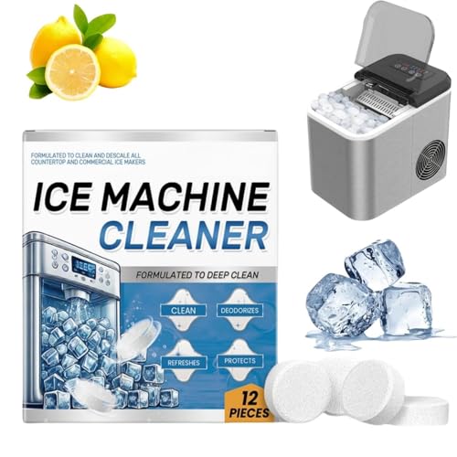 12PCS Ice Machine Cleaner Maker Descaler Ice Machine Cleaner & Descaler Descaling Tablets Helps Remove Hard Water And Mineral Buildup Remove Odor & Extend Service Life Long Lasting Usage Effect