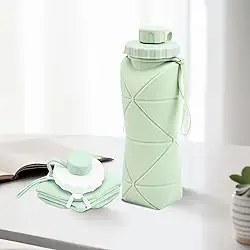 1 garrafa de água dobrável – dobrável, silicone à prova de vazamento, livre de BPA para viagens e academia