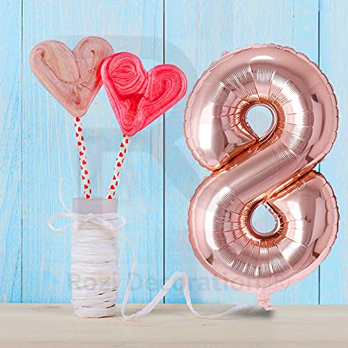 Image of Rozi Decoration 32 inch Rose Gold '8' Number Foil Balloon - Birthday & Anniversary Decor (1 Pc)