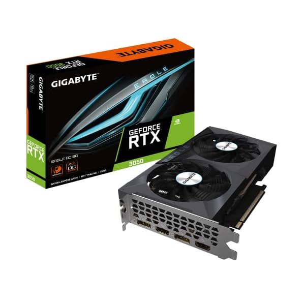 Gigabyte GeForce RTX 3050 Eagle 8GB Grafikkarte GV-N3050EAGLE-8GD, Schwarz
