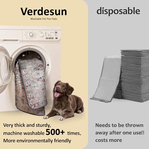 Image of Washable Pee Pads for Dogs 24 inchx36 inch 2 Pack Reusable Puppy Potty Pad | Super Absorbent Waterproof NonSlip LeakProof Crate&Playpen Floor Mat for Cats, Rabbits, Guinea Pigs, Whelping & Housebreaking