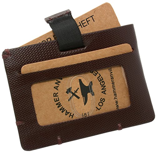 Hammer Anvil Mens Minimalist Front Pocket Wallet RFID Safe Leather Easy Pull Tab Cordoba Brown
