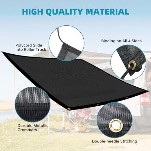 Crosship MYUSQRV001 Rv Awning Shade Screen 9' X 15'3'' (Fit For 16' Awning) - Black Mesh Rv Awning Shade Screen Uv Blocker For Motorhome Travel Trailer Rv Camper Canopy thumb #2