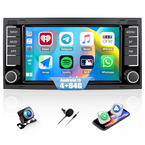 [8-Core 4+64G] CAMECHO Android 15 Autoradio pour VW Touareg Transporter T5 Multivan 2004-2011, DSP Carplay sans Fil, 7