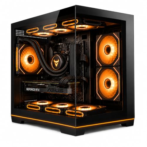 Evounic Micro-ATX Mini-Tower Gaming PC Case Includes 650W Power Supply | 8 Pre-Installed 120mm ARGB Fans, Umbra 10-Port 5V 3-Pin ARGB Controller Hub, Panoramic Dual Tempered Glass - image 1