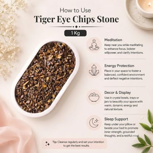 Image of Reiki Crystal Tigers Eye Chips Stone for Vastu Natural Tigers Eye Crystal Chips for Aquarium Home Decor Garden Table Decor Stones Pebble Reiki Gemstones 1 Kg