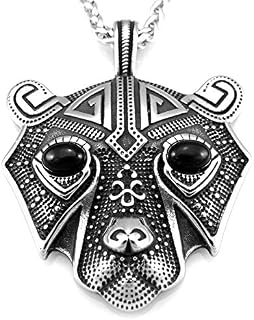 URBANTIMBER Stainless Steel Viking Necklace Bear with Celtic Knots