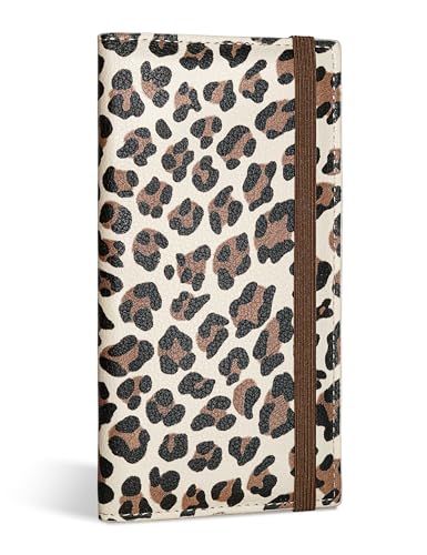 Image of Yarnic Checkbook for Personal Checkbook Holder (Light Brown Leopard) | Checkbook Covers with Pen Holder and Built-in Clear Plastic Divider for Duplicate Checks