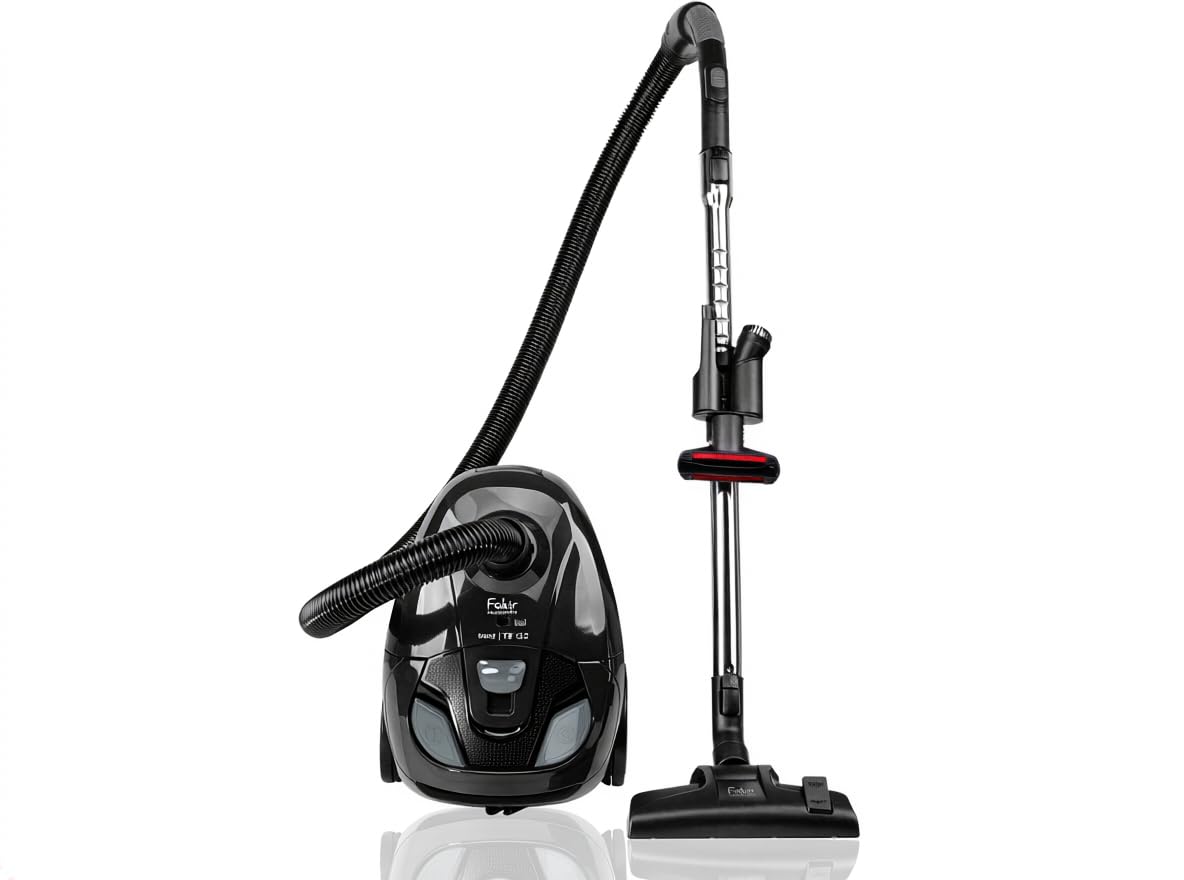 Fakir Trend TS 122 - Aspirapolvere con sacchetto, 700 W, con cavo, filtro EPA, motore silenzioso ad alta efficienza, grande sacchetto per la polvere da 2 l e raggio d'azione 7 m, colore: Nero/Grigio