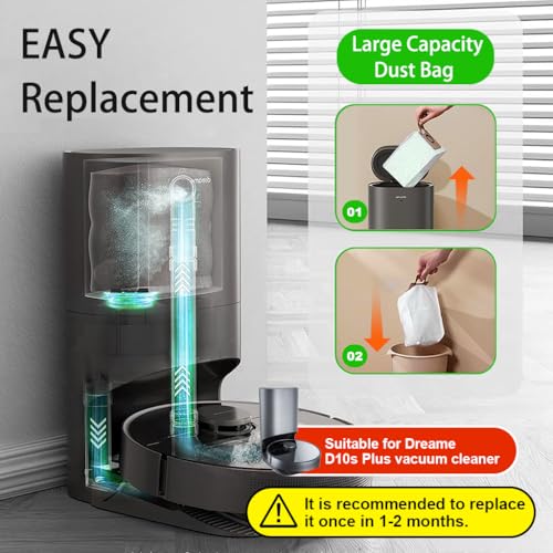 Image of HASTHIP 4Pcs Dustbins Replacement for Dreame D10s Plus Vacuum Cleaner Dust Bags Vacuuming Reuseable Dust Collection Bags for Hair, Dirt, and Debris.