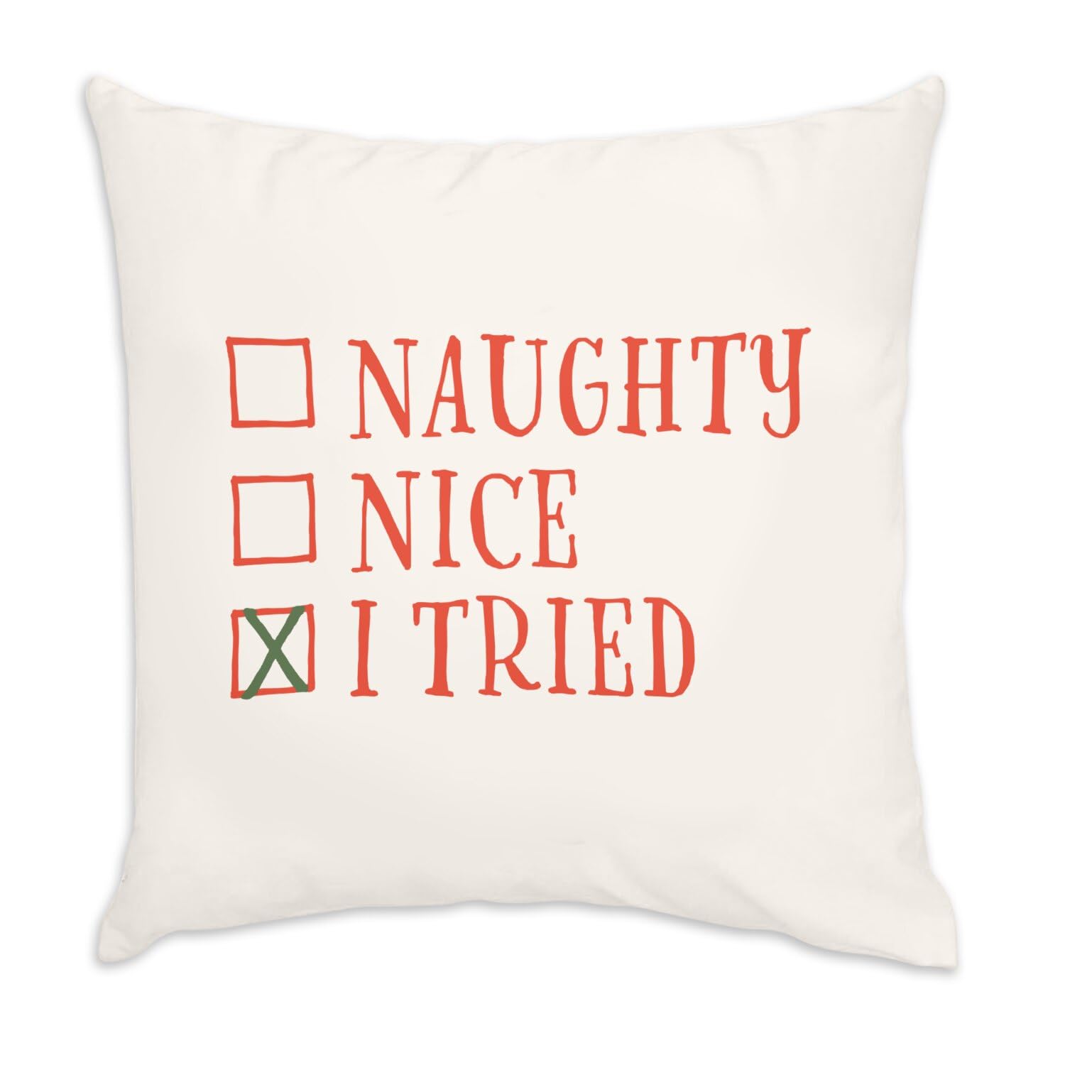 Coussin en velours blanc cadeau Noël rigolo I Tried 40x40