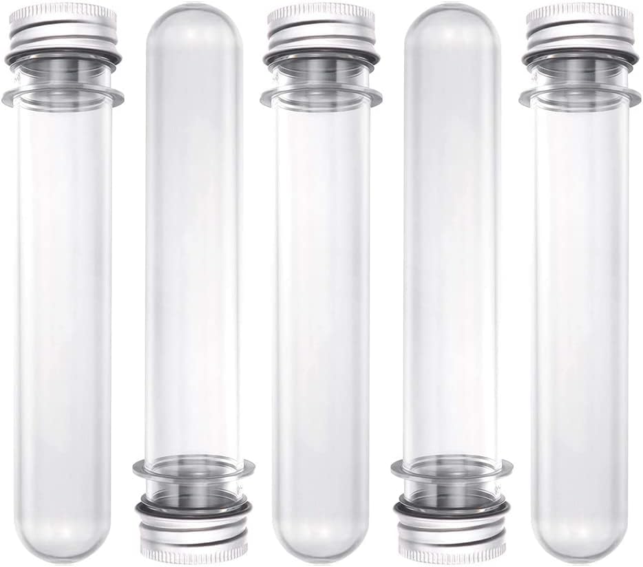 5 Pcs 40ml Plastic Test Tubes with Lid, Clear Test Bottle Reusable Transparent Sealing Container Tubes Sample Storage Tub (40ml)