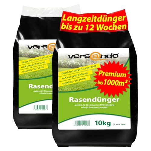 versando 20kg Rasendünger Langzeit bis 1000m²: perfekte Nährstoffversorgung, bis 12 Wochen Langzeitwirkung, ideal für dichten grünen Rasen - Premium Qualität versando 20kg Rasendünger Langzeit bis 1000m²: perfekte Nährstoffversorgung, bis 12 Wochen Langzeitwirkung, ideal für dichten grünen Rasen - Premium Qualität