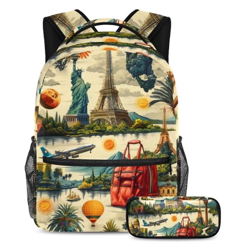 Sac à dos ergonomique anti-désordre avec trousse assortie pour ados