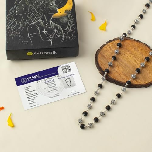 Image of Astrotalk OM Bead Karungali Mala Original 54 Beads | Karungali Malai with Silver OM Bead for Protection, Peace & Positive Energy | Spiritual Mala for Women & Men | Gift for Man & Woman