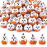 Qunclay 50 Pcs Mini Halloween Ghost Pumpkin Tiny Resin Pumpkin Decor
