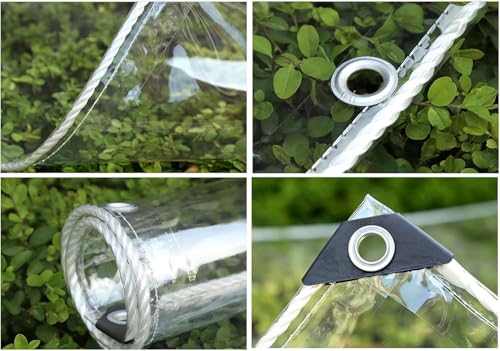 Bâche transparente imperméable avec œillets contre la pluie - 4