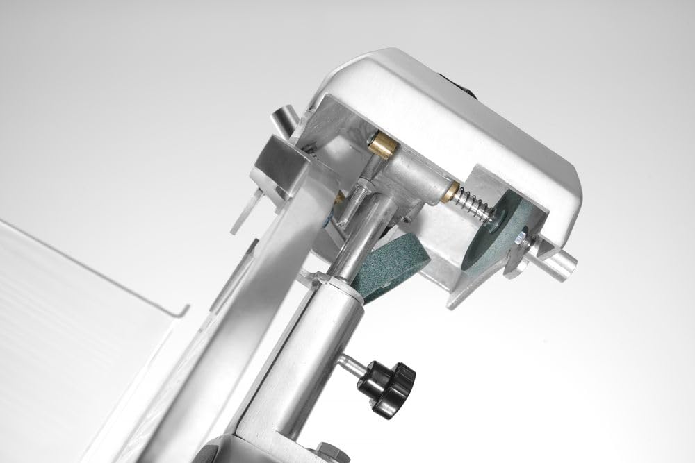 HENDI Cortadora eléctrica de carne, cortafiambres multiusos, Profi Line 300, Ø cuchilla: 300mm, espesor de corte (0-14mm), 220-240V, 420W, 602x573x(H)456mm, plateado, aluminio, acero inoxidable