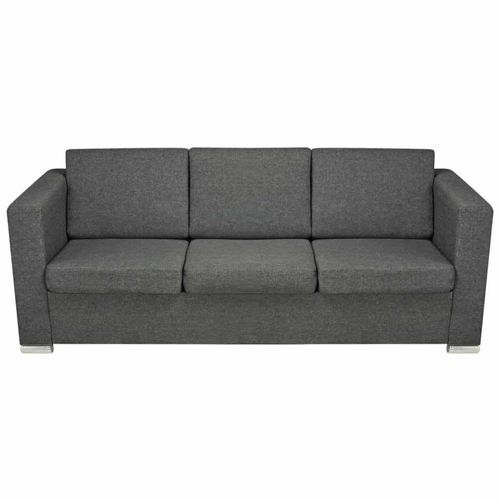 Juego de sofá de dos piezas de tela gris oscuro con sofás de 2 plazas y 3 plazas, marco de madera estable, patas cromadas, asiento ancho, fundas de almohada extraíbles, ideal para salón