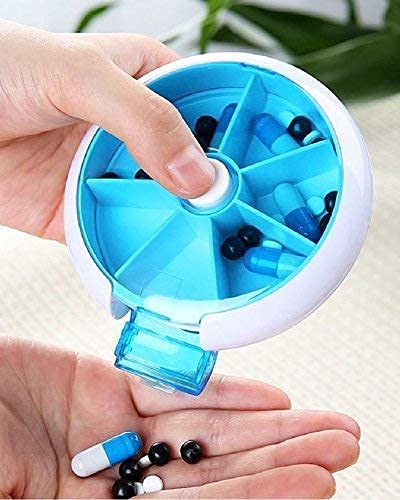 Xenon-Venture-Portable-Press-Button-Round-Plastic-Pill-tablet-Medicine-Storage-Box-case-holder-Organizer-for-travel-home7-Compartment-7-Day-Pill-Reminder-boxmulticoloursmall-2-pcs