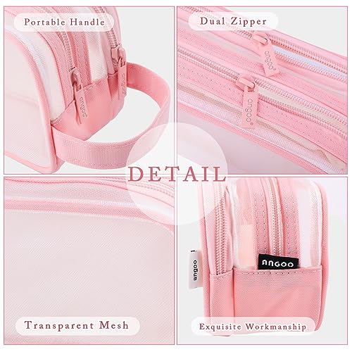 Image of iSuperb Large Capacity Pencil Case Grid Mesh Pencil Pouch Handheld Pen Bag for Teen Boys Girls School Students College