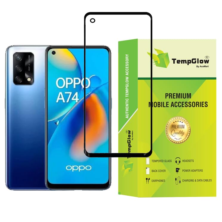 Image of Screen Protector for Oppo A74 4G (Black) Tempered Glass Edge-to-Edge 6D Screen Guard With Installation Kit