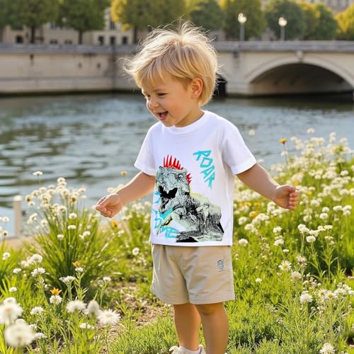 Image of DEEKEY Toddler Boys Shirts Short-Sleeve Little Kids t Shirts Boys' Tops, Tees & Shirts Graphic TEE Age for 2-7 Years 4-Pack