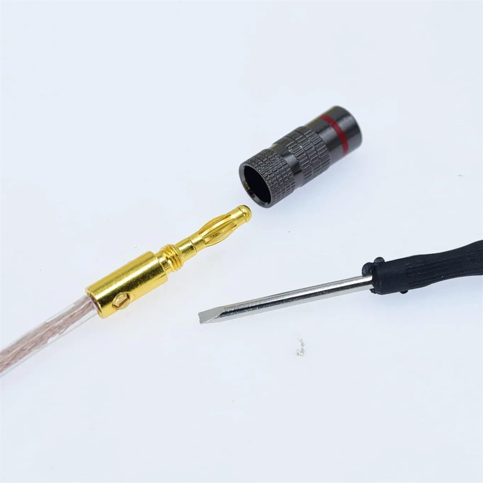 Wtyczka audio 4 mm, wtyczka bananowa do kabla głośnikowego, kabel adaptera bananowego, pozłacany 24 K, klipsy łączące 4, 8, 12, 24 sztuki (4 sztuki)