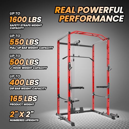 image for GarveeLife Power Cage with LAT Pulldown, Multi-Functional Power Rack w