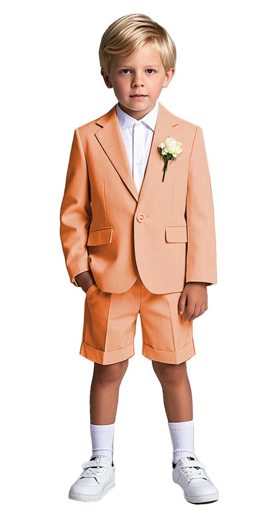 Lot de 2 costumes courts pour garçons pour l'été, mariage, smoking à un bouton, blazer court et porteur d'anneaux