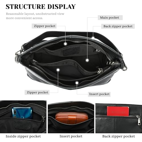 Image of Genuine Leather Women Shoulder Bag Small Crossbody Bags Purse Mini Casual Hobo Lady Handbags and Purses Messenger Satchel