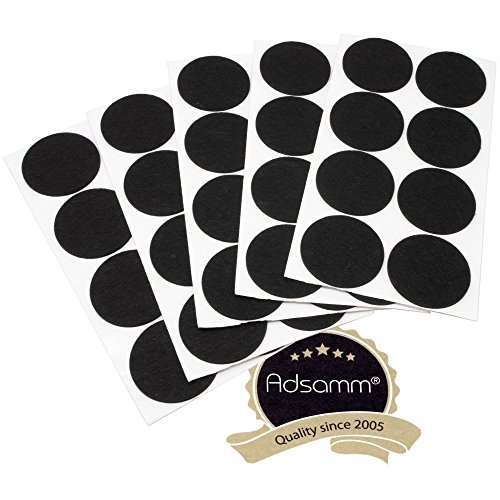 Adsamm® / 40 x deslizantes de Fieltro autoadhesivos/Negro/ø 60 mm/Redondo/Deslizantes de Fieltro para Muebles de 3,5 mm de Grosor/Deslizantes para Muebles y Suelos