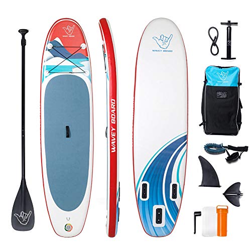 WAVEY BOARD Inflatable Stand Up Paddle Board 6" Thick SUP Board PVC
