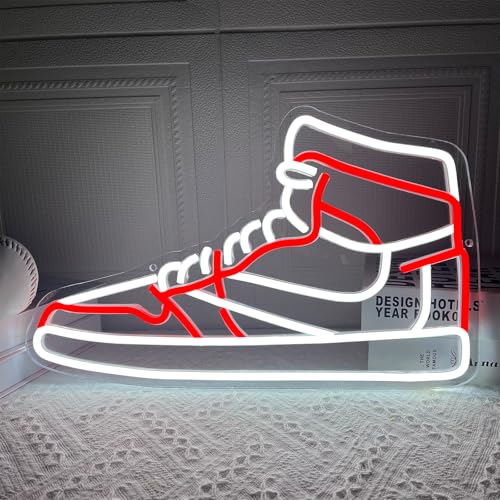 Sneaker Neon Sign 15.8x10Sports Shoe Neon Light for Wall Decor Dimmable LED Light Up Sign for Boys Bedroom Gaming Room Man Cave Shop Club Perfect Birthday Party Gift for Men Women Teens