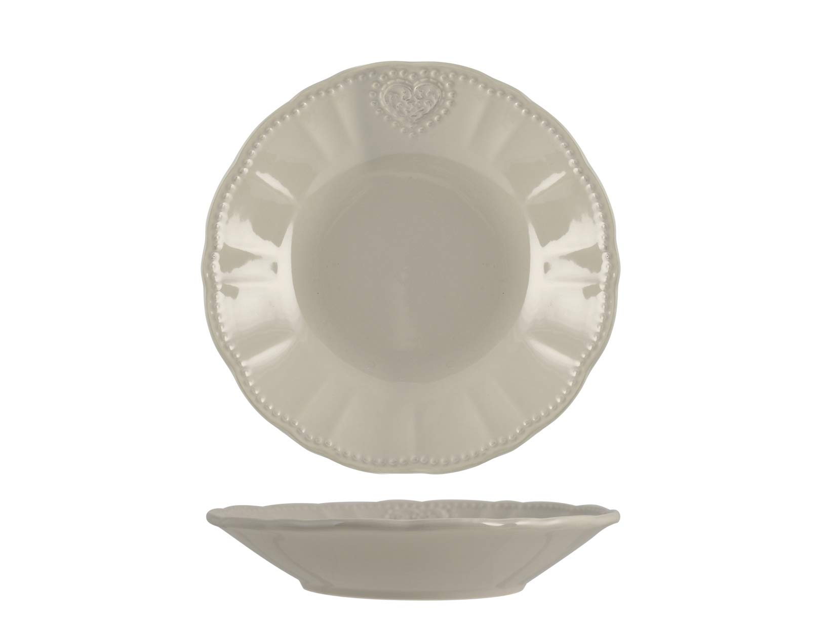 H&H 40920 Celine Set of 6 Soup Plates, Stoneware, Grey, 21.5 cm, Earthware
